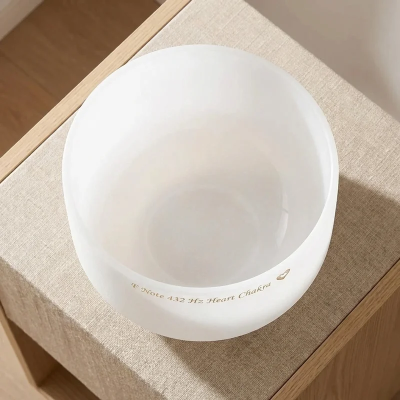 Frosted Quartz Crystal Singing Bowl — F Note 432 Hz Heart Chakra - 2