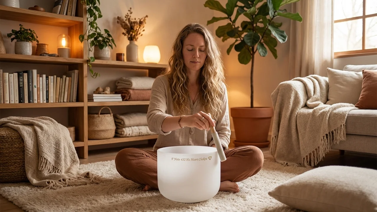 Frosted Quartz Crystal Singing Bowl — F Note 432 Hz Heart Chakra - 5