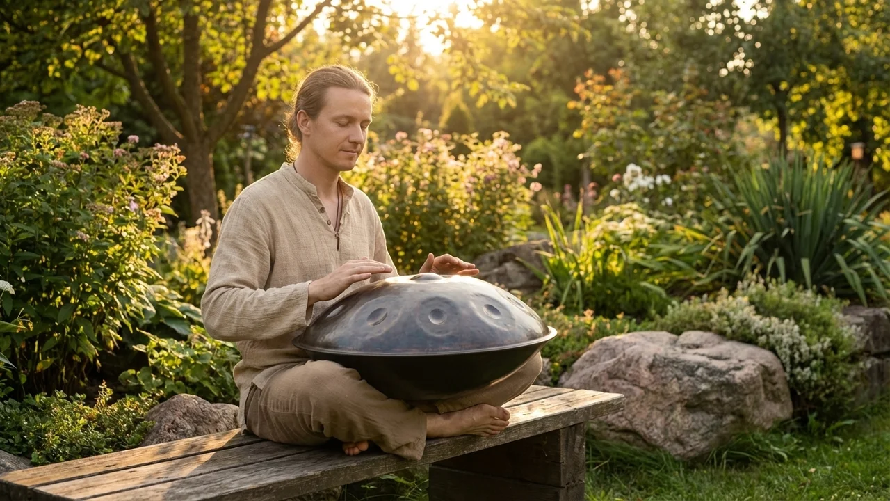 Stalowy handpan azotowany — D Kurd 9+1 tonów, strojenie 432 Hz - 6