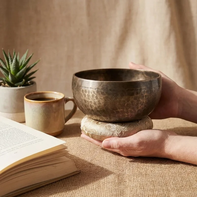 Hand-Hammered Tibetan Singing Bowl — Antique Finish 432 Hz Tuned - 4