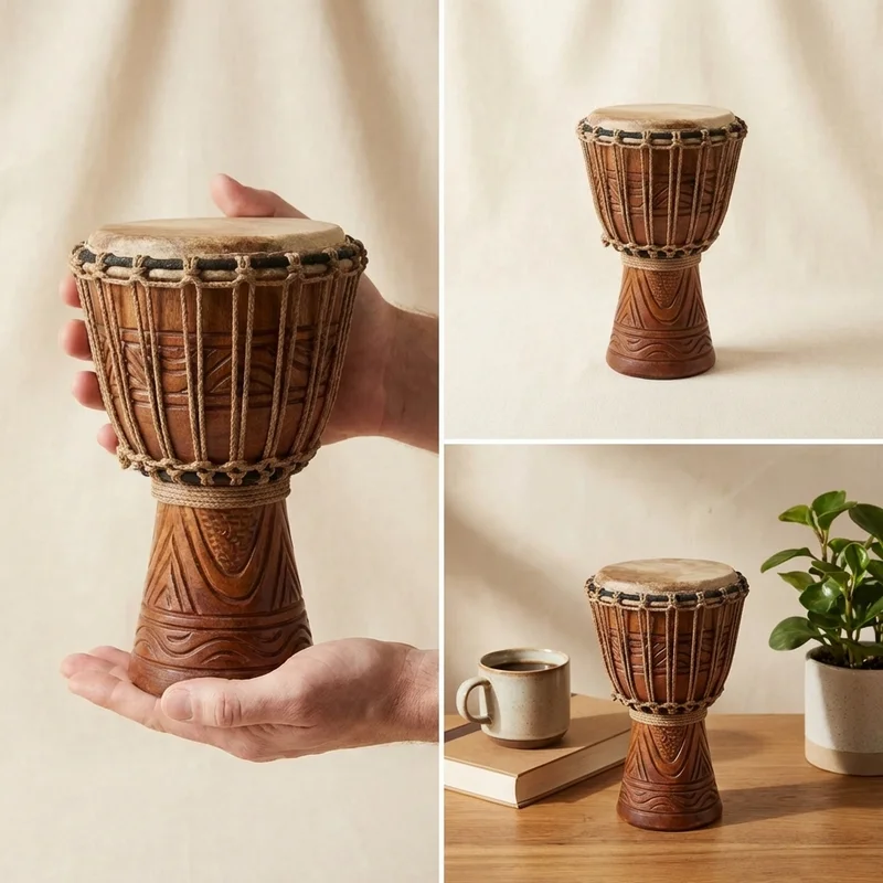 Mini Rope-Tuned Djembe — 8-Inch Beginner Hand Drum - 4