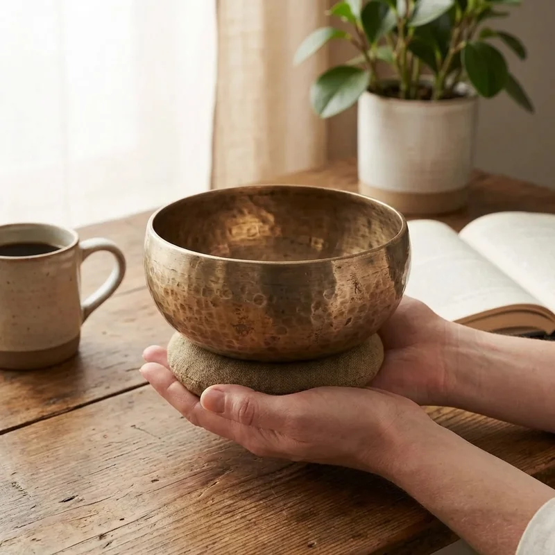 Hand-Hammered Tibetan Singing Bowl — Medium 5.5 Inch Healing Tone - 4