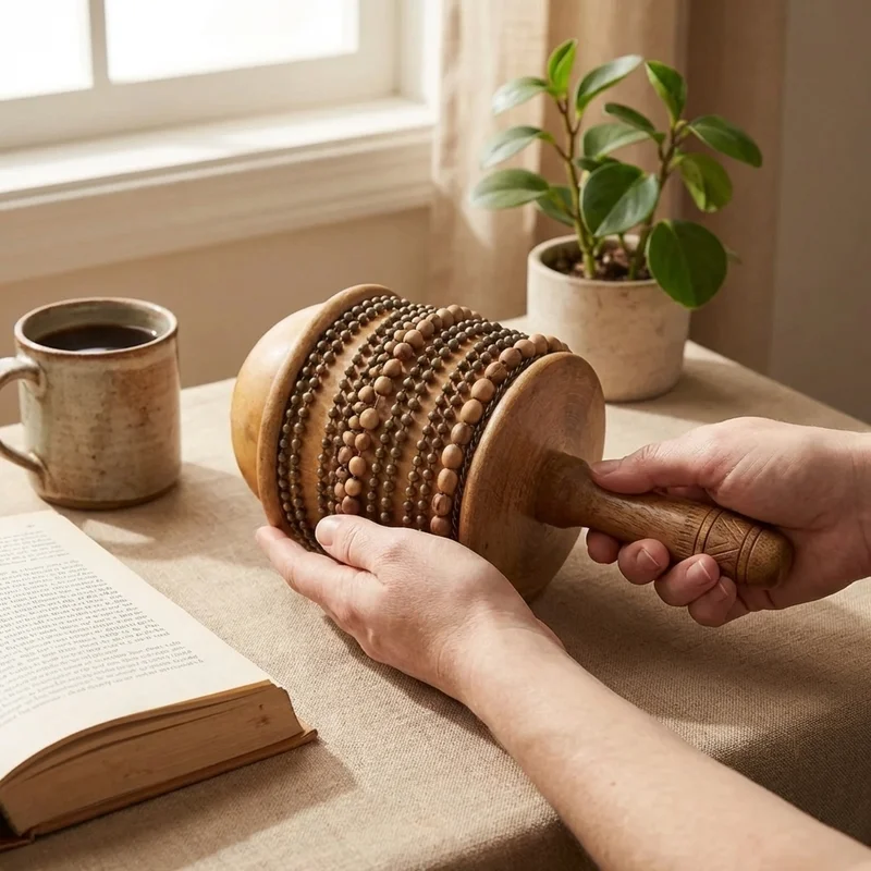 Tradycyjna Cabasa z Tykwy — Duża z Naturalnymi Koralikami Muszlowymi - 4