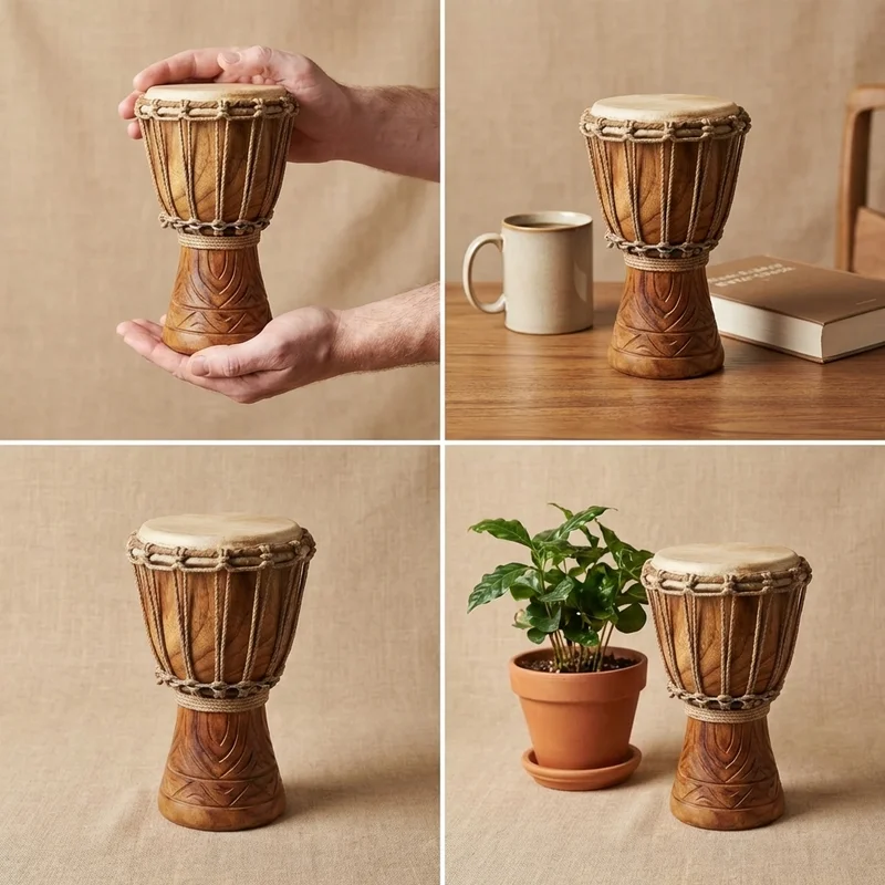 Mini Djembe ze Strojeniem Linowym — 8-Calowy Bęben dla Dzieci - 4