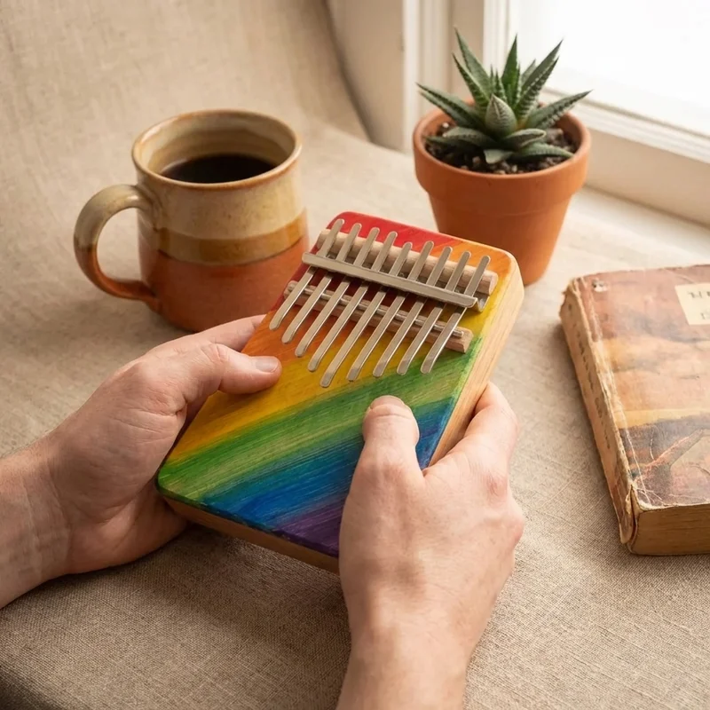Rainbow Painted Kalimba — 8-Key Beginner Thumb Piano - 4