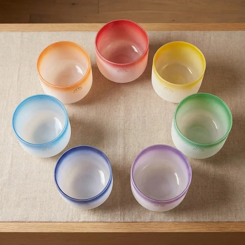 Colour-Infused Crystal Chakra Set — 7 Bowls Rainbow Spectrum - 2