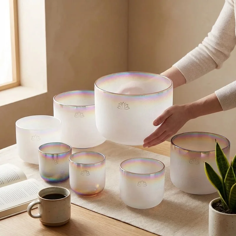 Colour-Infused Crystal Chakra Set — 7 Bowls Rainbow Spectrum - 4