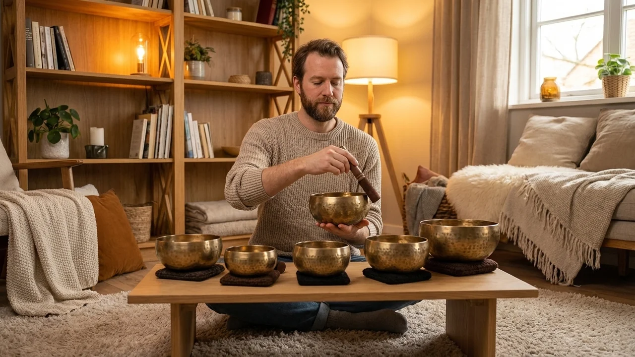 Hand-Hammered Tibetan Chakra Bowl Set — 7 Piece Brass Alloy - 5