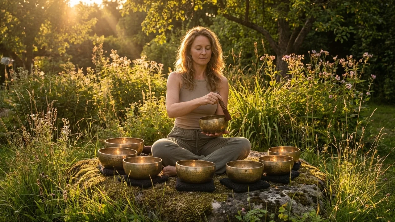 Hand-Hammered Tibetan Chakra Bowl Set — 7 Piece Brass Alloy - 6