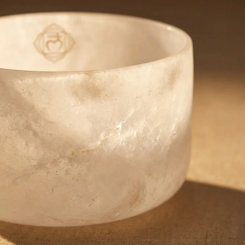 Frosted Quartz Crystal Singing Bowl — C Note Root Chakra Grounding - 3