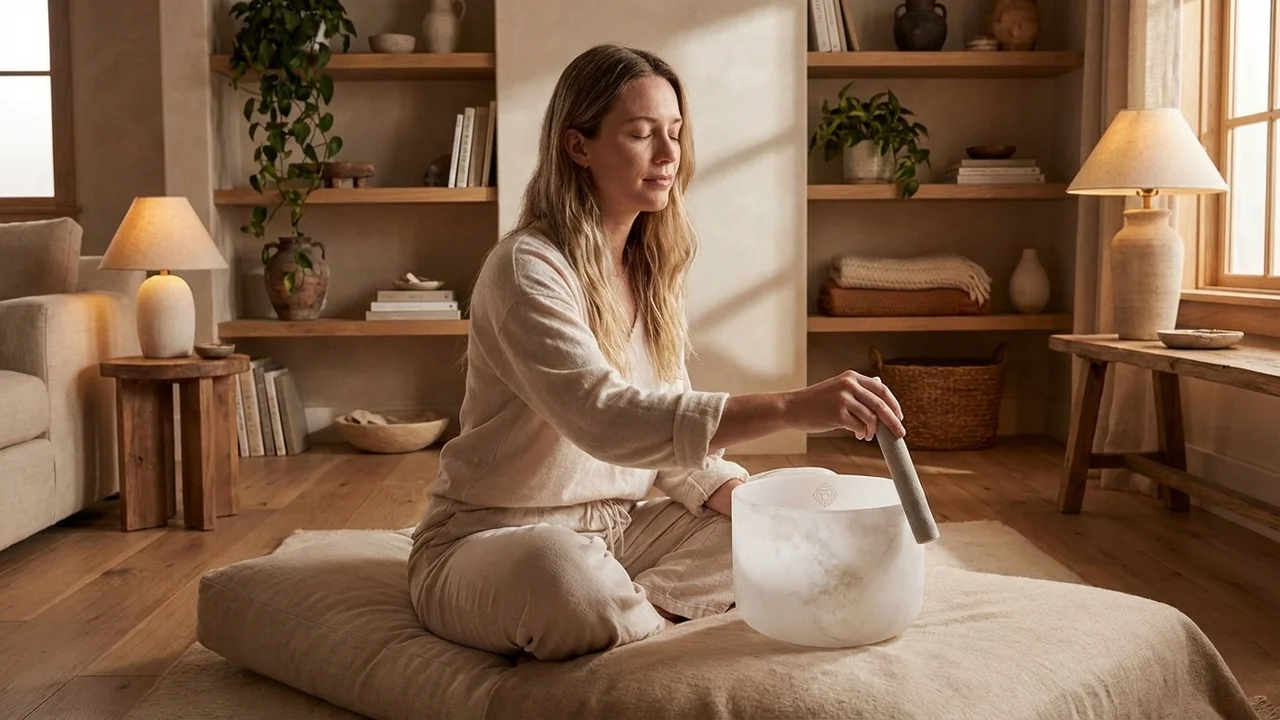 Frosted Quartz Crystal Singing Bowl — C Note Root Chakra Grounding - 5