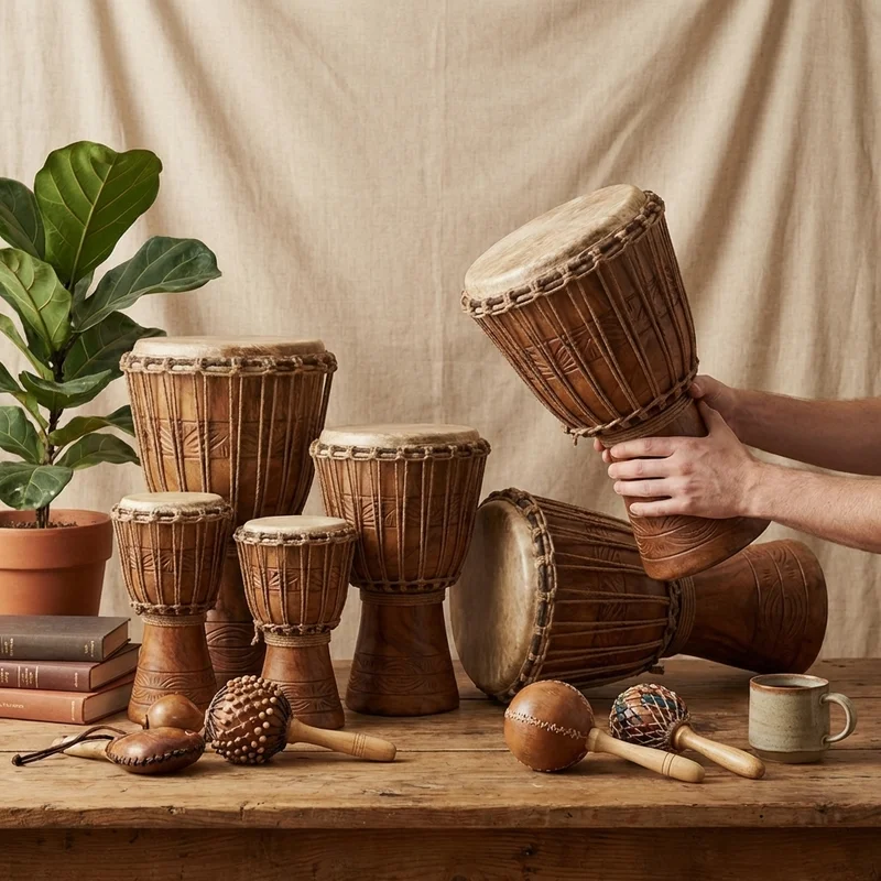 African Drum Circle Educator Set — 6 Djembe & Percussion Bundle - 4