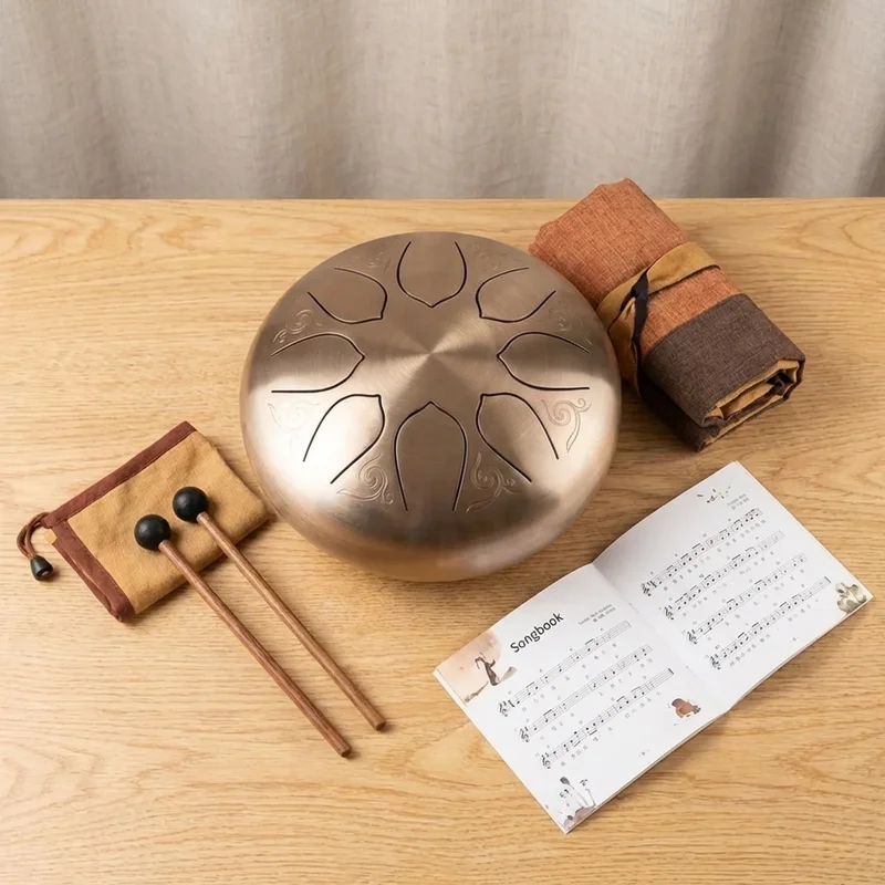 Zestaw Startowy Tongue Drum — 8-Tonowy Bęben Stalowy z Torbą i Śpiewnikiem - 2