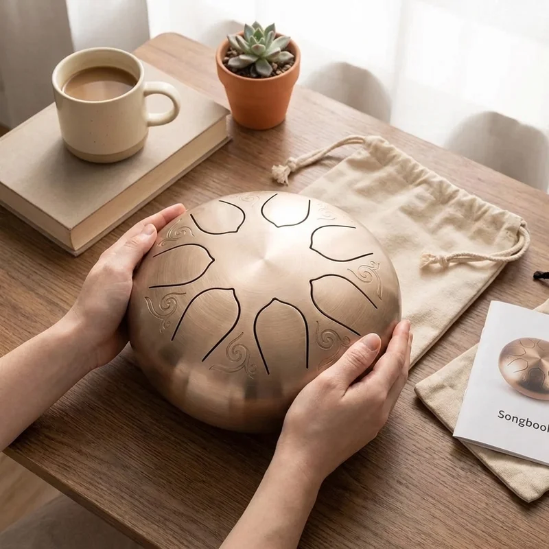 Zestaw Startowy Tongue Drum — 8-Tonowy Bęben Stalowy z Torbą i Śpiewnikiem - 4