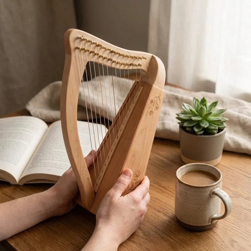 Harpika klonowa — 16 strun cedrowy pudło rezonansowe folk - 4