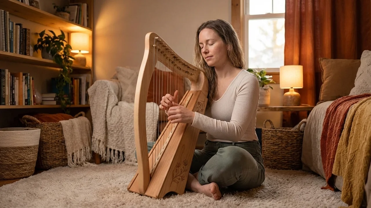 Harpika klonowa — 16 strun cedrowy pudło rezonansowe folk - 5