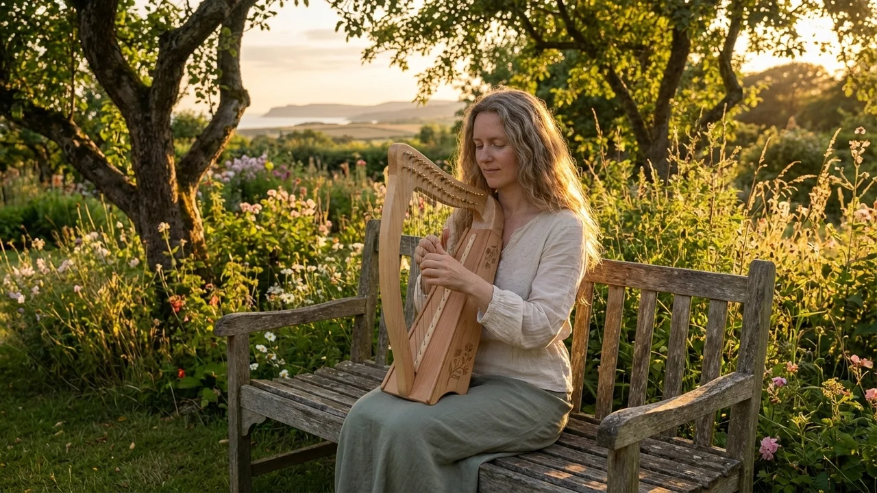 Harpika klonowa — 16 strun cedrowy pudło rezonansowe folk - 6