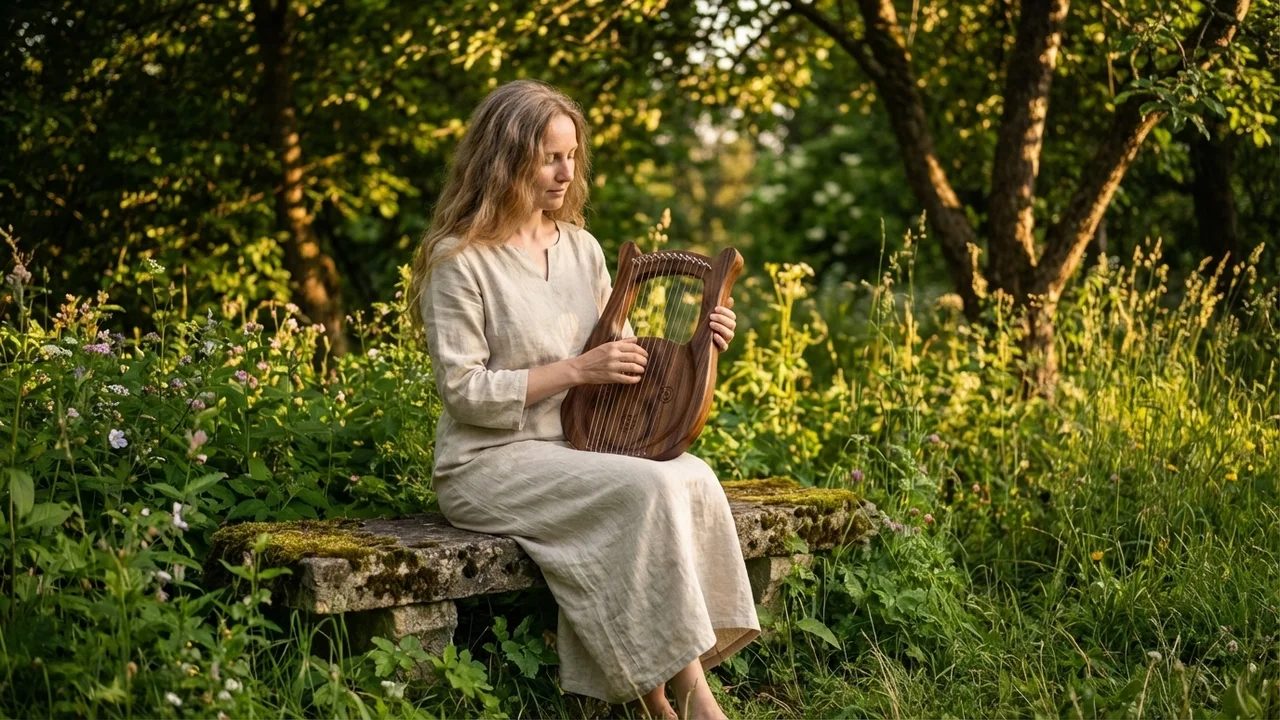 Harpika z drewna różanego — 16 strun, medytacja i terapia dźwiękiem - 6