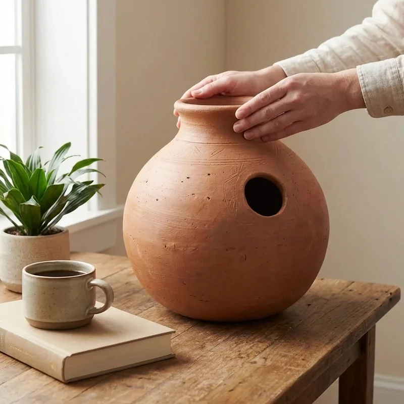 African Clay Udu Drum — 12-Inch Earthen Bass - 4