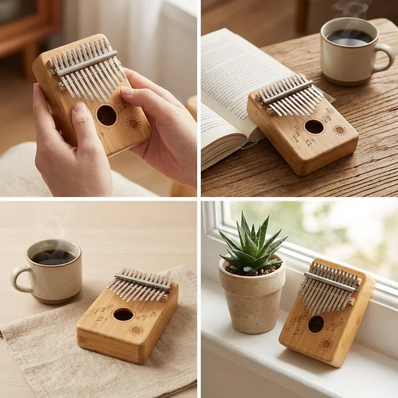 Bambusowa kalimba — 8 klawiszy mini instrument dla młodych muzyków - 4