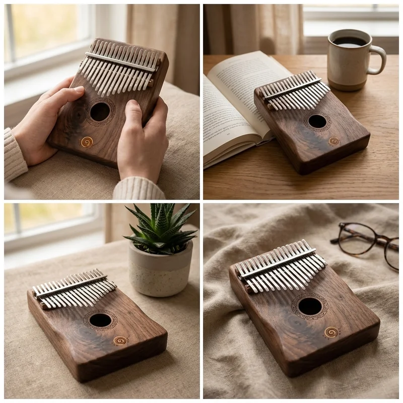 Kalimba z Czarnego Orzecha — 17 Klawiszy B-Flat Ciepły Rezonans - 4