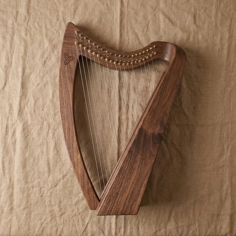 Harfa Kolanowa z Czarnego Orzecha — 22 Struny Diatoniczna Pełna Skala - 2