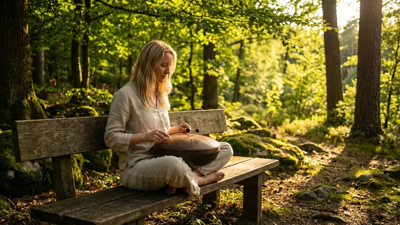 Walnut Meditation Drum — D Minor Forest Spirit - 6