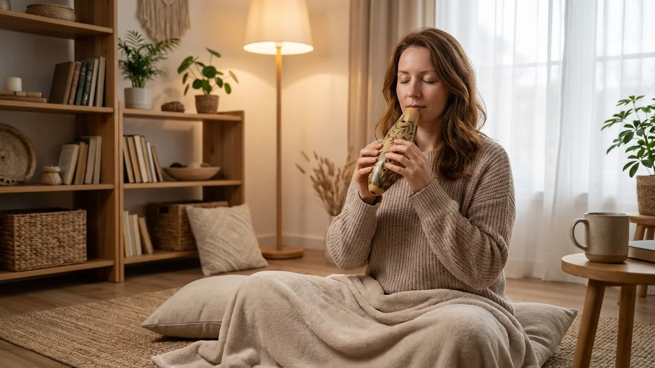 Bamboo Ocarina — Alto C Handpainted Forest Motif - 5