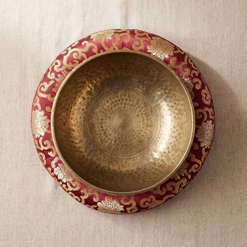 Mosiężna Misa Tybetańska Kuta — 8 Cali Czakra Serca - 2