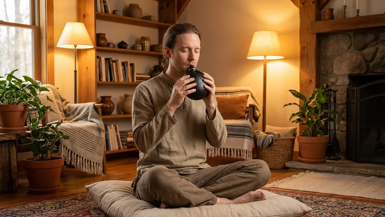 Okaryna dwukomorowa — Bas C heban matowy - 5