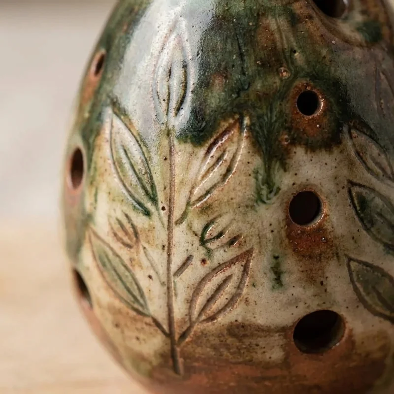 Terracotta Ocarina — Alto C Woodland Glaze - 3