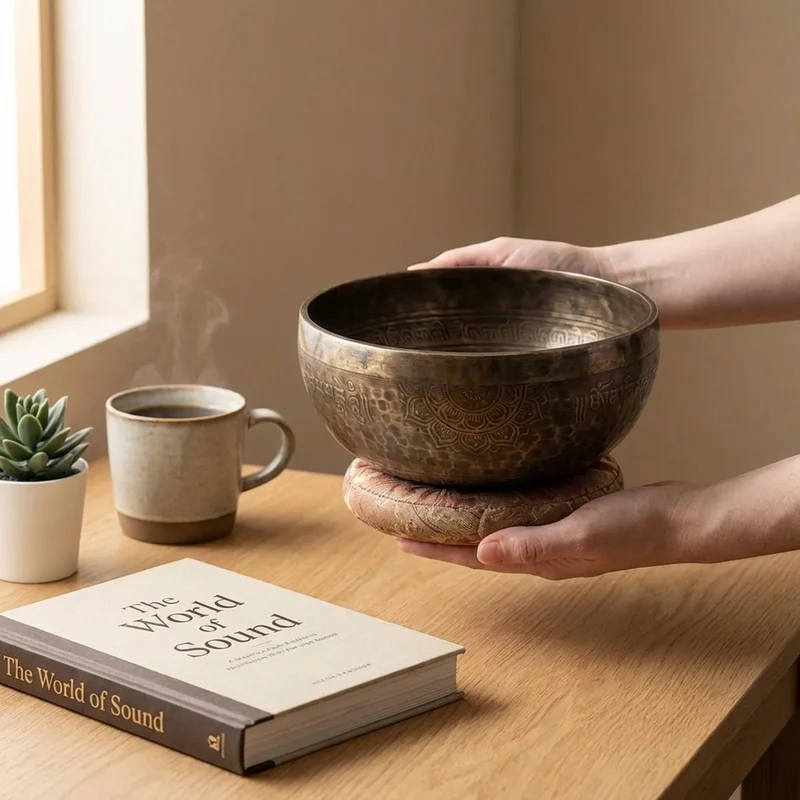 Tybetańska Misa Dźwiękowa Antyczne Wykończenie — Nuta C# Ręcznie Grawerowana Mandala - 4