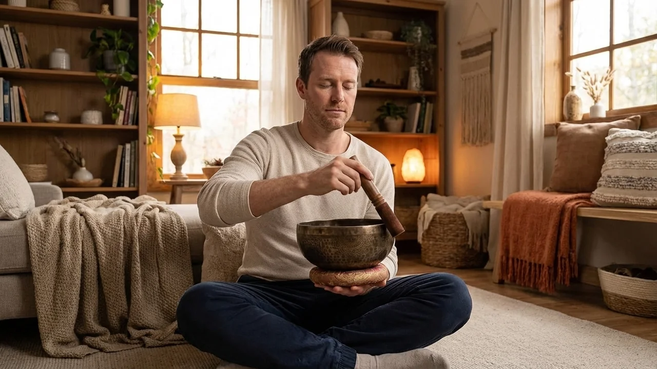 Tybetańska Misa Dźwiękowa Antyczne Wykończenie — Nuta C# Ręcznie Grawerowana Mandala - 5