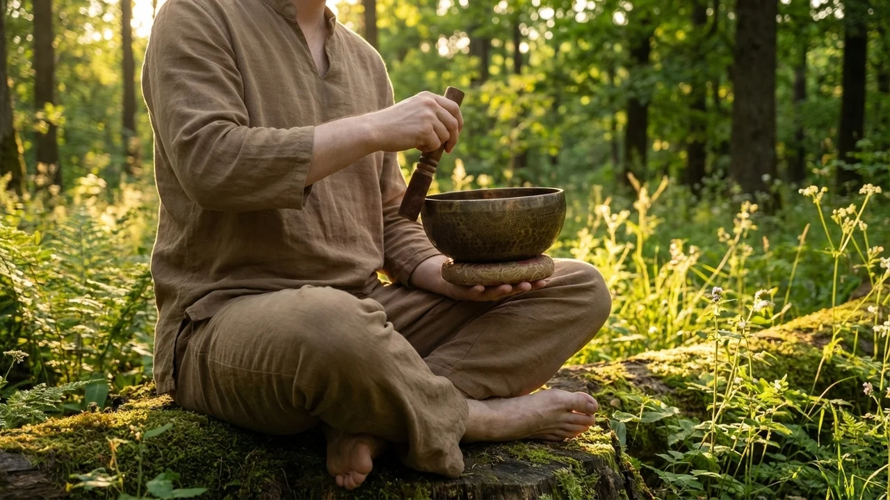 Tybetańska Misa Dźwiękowa Antyczne Wykończenie — Nuta C# Ręcznie Grawerowana Mandala - 6