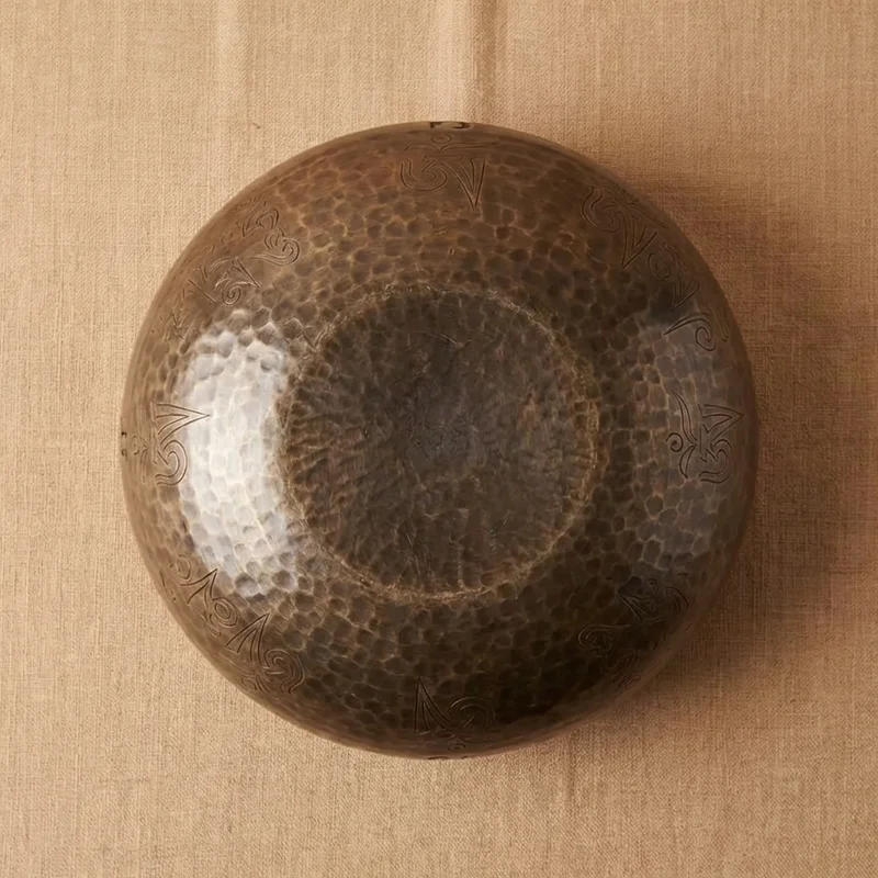 Full Moon Hammered Bronze Singing Bowl — F Note Therapeutic Grade - 2