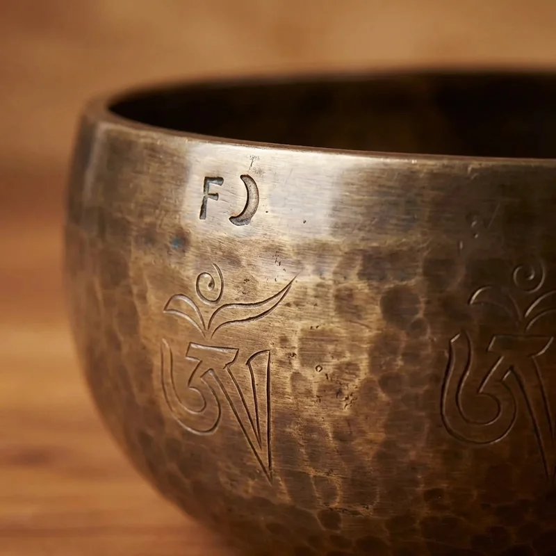 Full Moon Hammered Bronze Singing Bowl — F Note Therapeutic Grade - 3