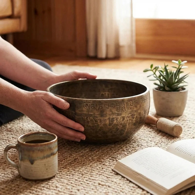 Vintage Jambati Singing Bowl — D Note Extra-Thick Wall Meditation - 4