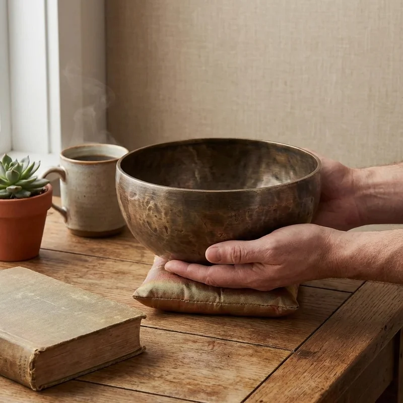 Tybetańska Misa Dźwiękowa z Antycznym Wykończeniem — 8-Calowa Głęboki Harmonik - 4