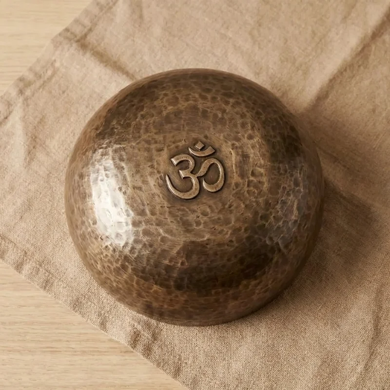 Hammered Bronze Singing Bowl — 6-Inch Om Resonance - 2