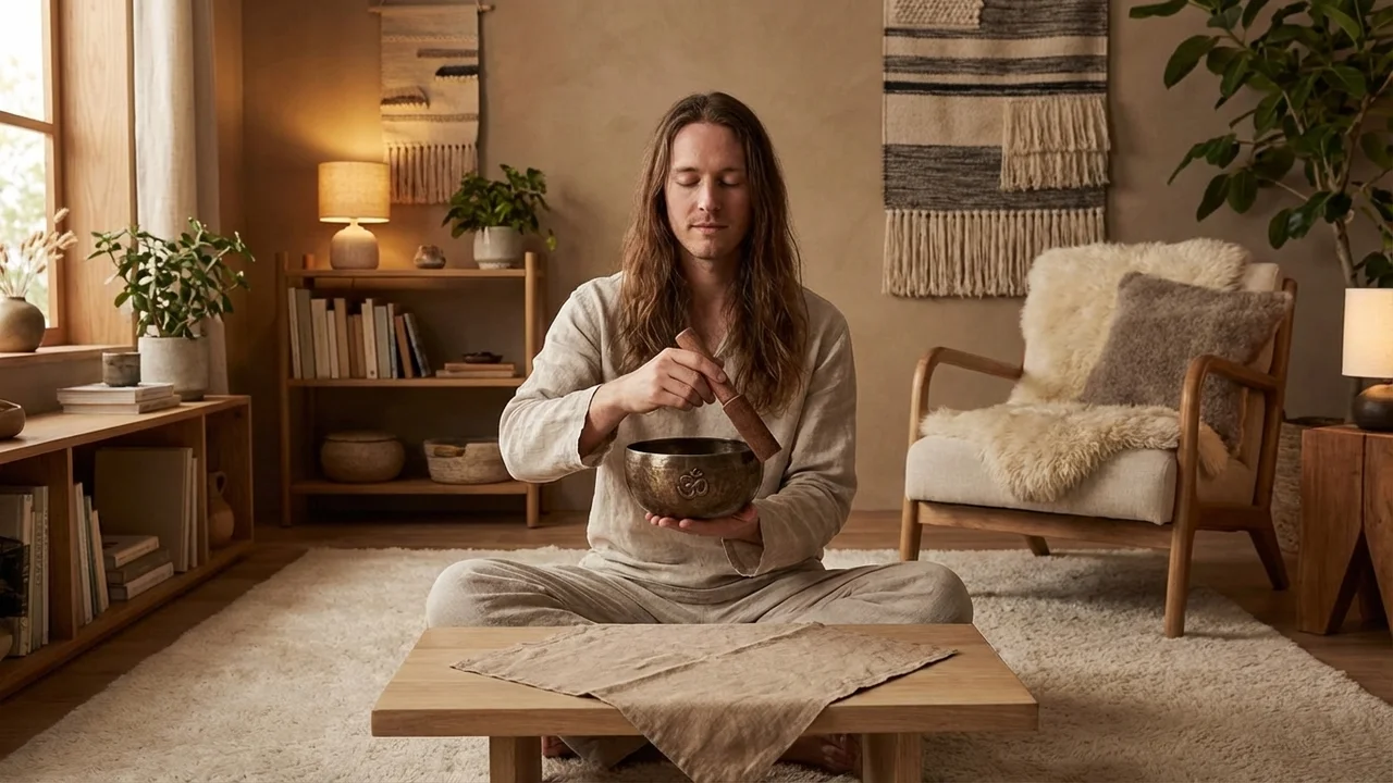 Hammered Bronze Singing Bowl — 6-Inch Om Resonance - 5