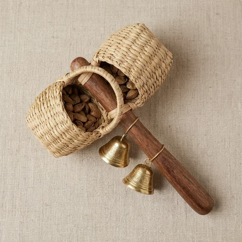 Plecione Caxixi z Palmowych Liści — Podwójny Dzwonek, Brazylijski Rytm - 2