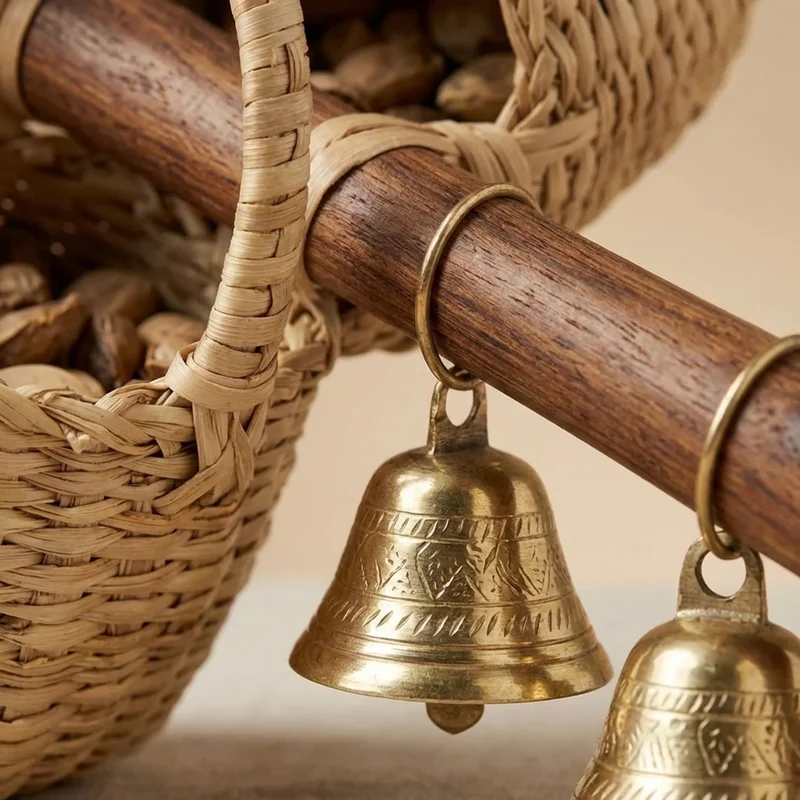 Plecione Caxixi z Palmowych Liści — Podwójny Dzwonek, Brazylijski Rytm - 3