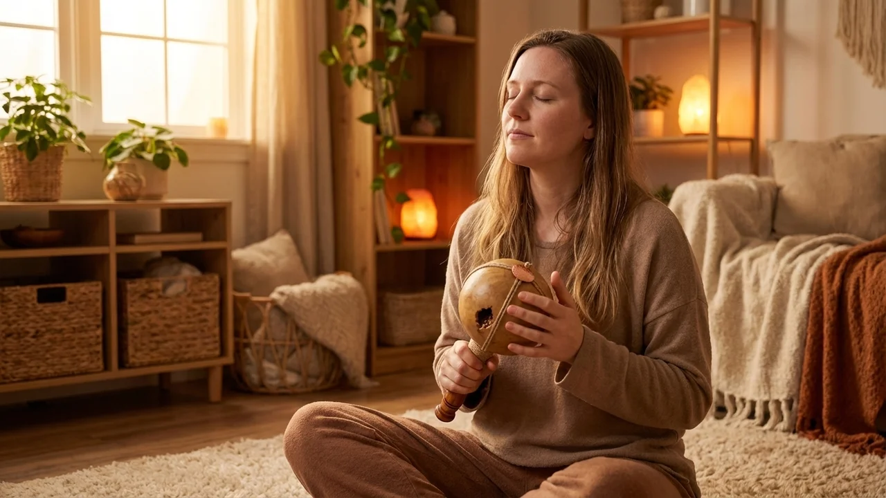 Dried Gourd Shaker — Natural African Seeds Warm Resonance - 5