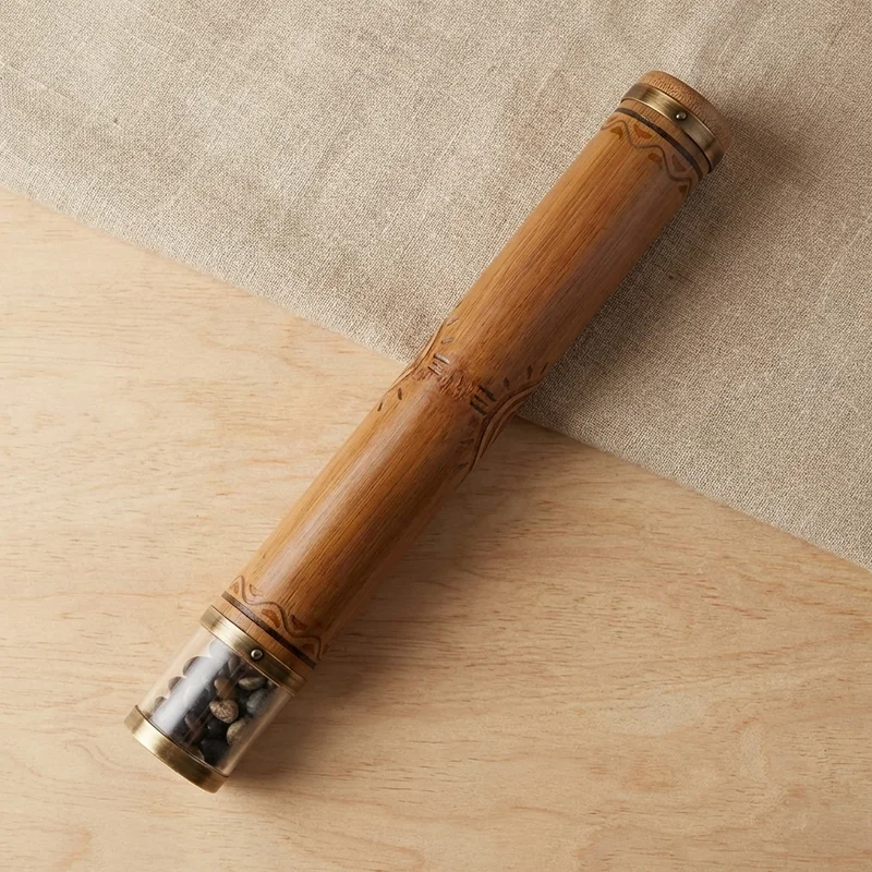 Bamboo Rainstick Shaker — Pebble Fill Soothing Cascade - 2