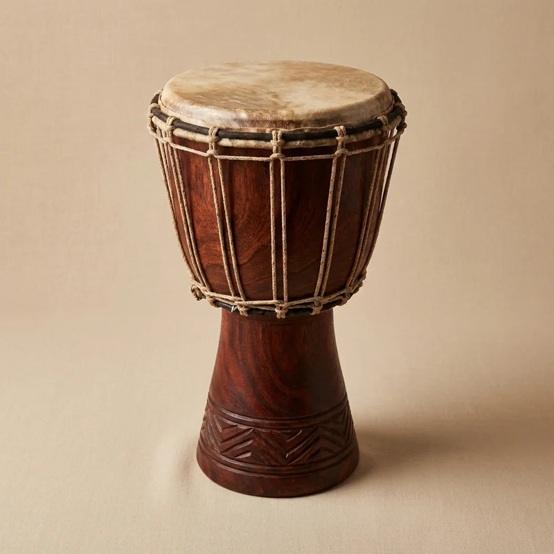 Zestaw Startowy Djembe z Mahoniu — 10 cali z Paskiem i Przewodnikiem Rytmu - 1