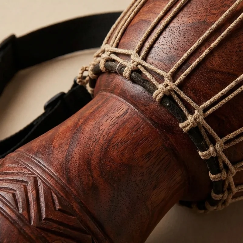 Mahogany Djembe Starter Kit — 10-Inch with Strap & Rhythm Guide - 3