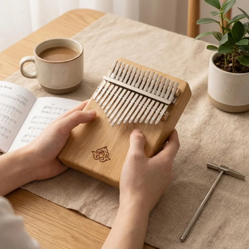 Bamboo Kalimba Starter Kit — 17 Keys with Tuning Hammer & Songbook - 4