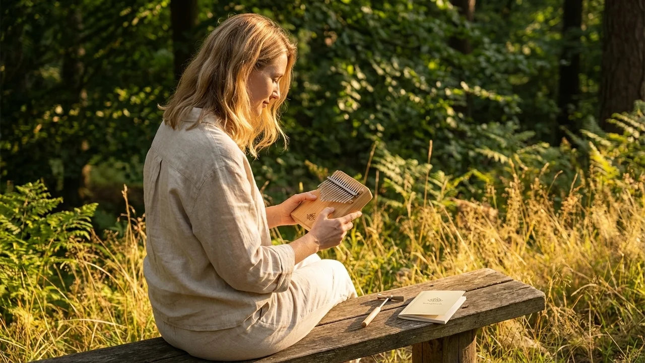 Bamboo Kalimba Starter Kit — 17 Keys with Tuning Hammer & Songbook - 6