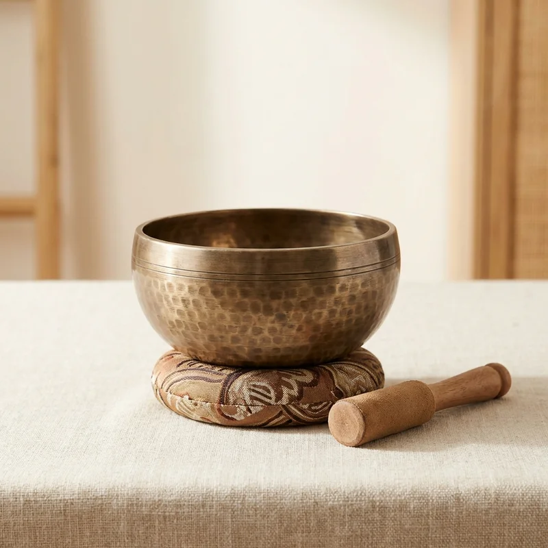 Ręcznie Kuta Misa Tybetańska — Zestaw Startowy 13 cm z Pałką i Poduszką - 1