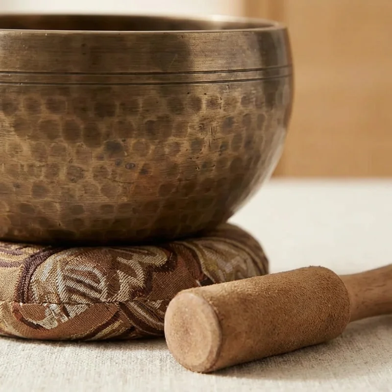 Hand-Hammered Tibetan Bowl Starter Kit — 5-Inch with Mallet & Cushion - 3